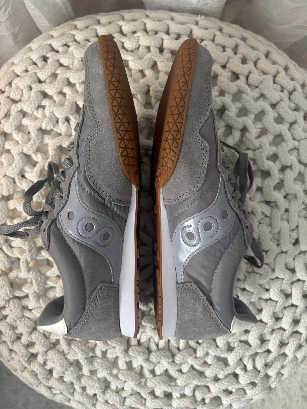 Saucony Gray Suede & Mesh Sneakers with Gum Outsole - Picture 4 of 9
